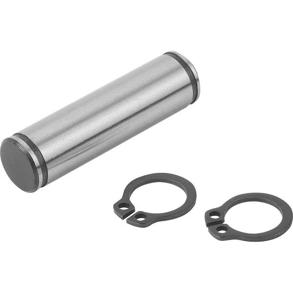 Hinge Pin D1=8 L=20 Carbon Steel, W. Retaining Ring, Kipp, Mfr#: K0007.081